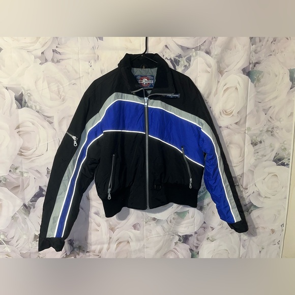 polaris Jackets & Blazers - Vintage Polaris Snowmobile /Ski Racing Jacket - Women's Large Blue Black  90s